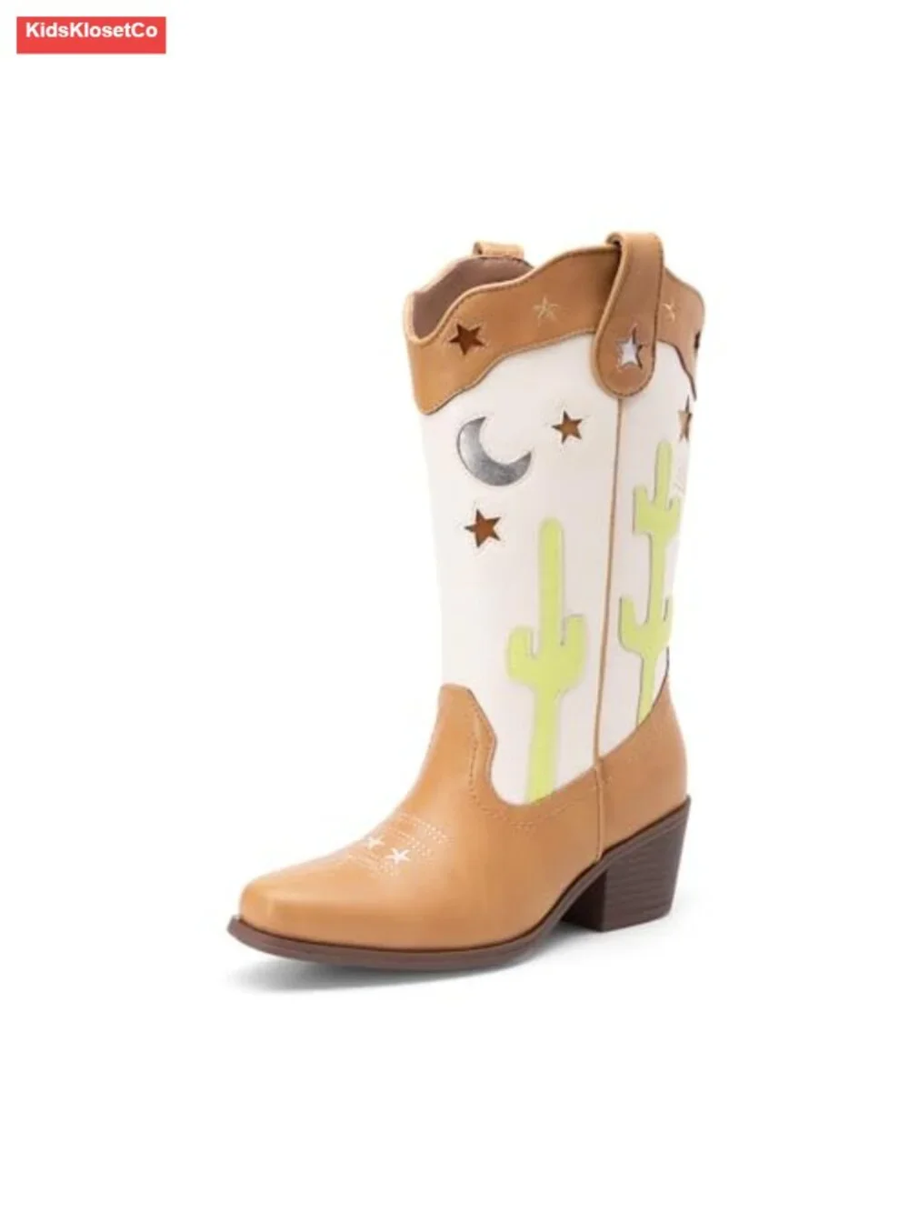 Kids Cowgirl Boots with Square Toe Low Heel Pull On